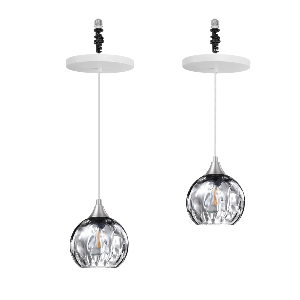Kiven Instant Light Conversion Kit for 4/5/6 inch Hole,Green Glass Farmhouse Lighting Recessed Can Light Conversion Kit to Pendant with E26 Screw-in Adapter for Kitchen Island Living