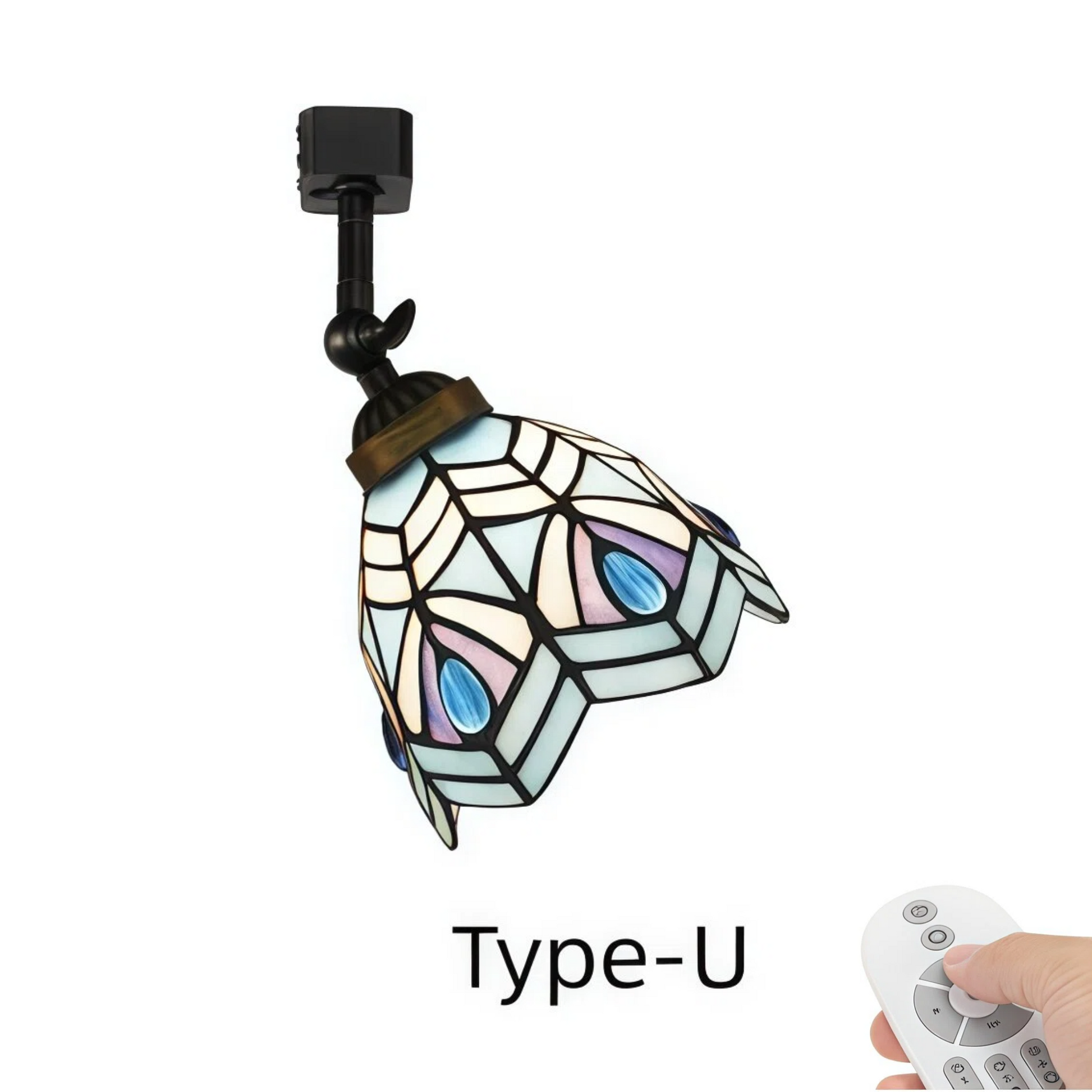 Kiven Dimmable H-Type Track Head Lighting Adjustable Angle Tiffany Ceiling Light Colorful Dragonfly Glass Shade Handmade Track Light Fixture for Gallery Mirror Front(No Track)