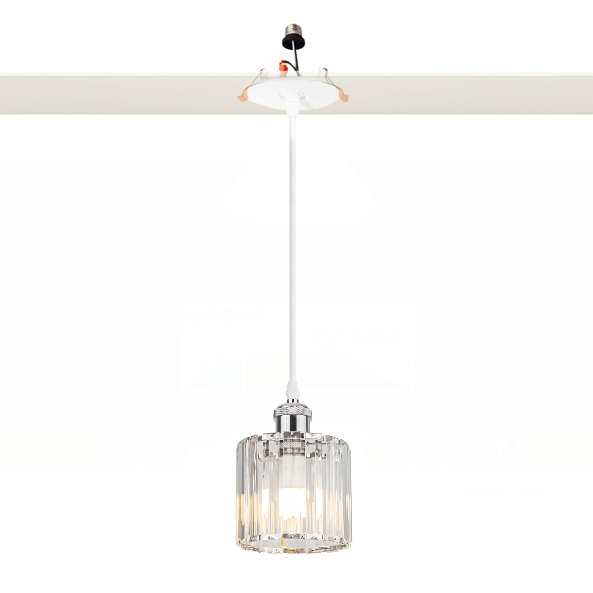 Kiven Can Lights Retrofit Recessed Lighting with E26 Power Outlet Adapter, 4/5/6 Inch 3-Light Replacement Conversion Kit, Farmhouse Crystal Pendant Lighting for Bedroom Hallway Kitchen, Black Finish