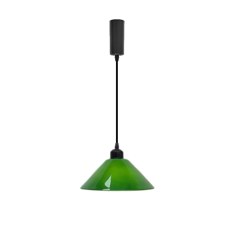 Kiven Retro H Track Pendant Light, Nordic Vintage American Farmhouse Industrial Green Glass Shade, for Cafe Bar Restaurant Hallway Lighting