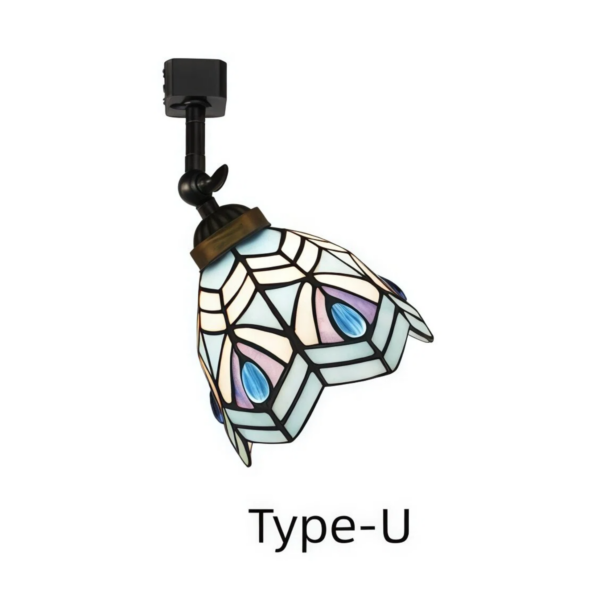 Kiven Dimmable H-Type Track Head Lighting Adjustable Angle Tiffany Ceiling Light Colorful Dragonfly Glass Shade Handmade Track Light Fixture for Gallery Mirror Front(No Track)