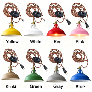 Kiven Iron Pendant Light with 15ft Plug-in UL On/Off Dimmer Switch Cord Ice Ocean Lampshade Light Twist Switch Fixtures Nordic Minimalist Loft Style for Dining Room Bulbs Not Included
