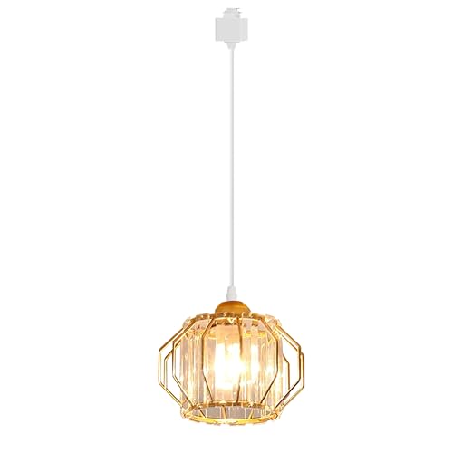 Kiven H-Type Track Lighting Pendants, h Track Pendant Lights with Crystal Lampshade,Modern Decorative Track Lighting Fixture for Kitchen Hallway Restaurant Island Lighting