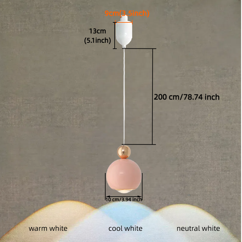 Kiven Minimalist Modern Cream Style Adjustable Pink H-Track Pendant Light for Living Room and Bedroom