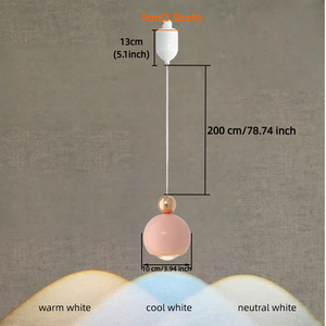 Kiven Minimalist Modern Cream Style Adjustable Pink H-Track Pendant Light for Living Room and Bedroom