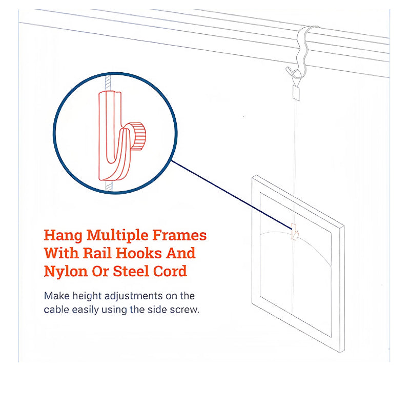 Kiven Track Picture Hanger Wire Rope Self-Locking Tensioner, Mirror Hanging Wire, Adjustable Movable Hanger Pulley Guide Rail Groove Accessories(Customizable)