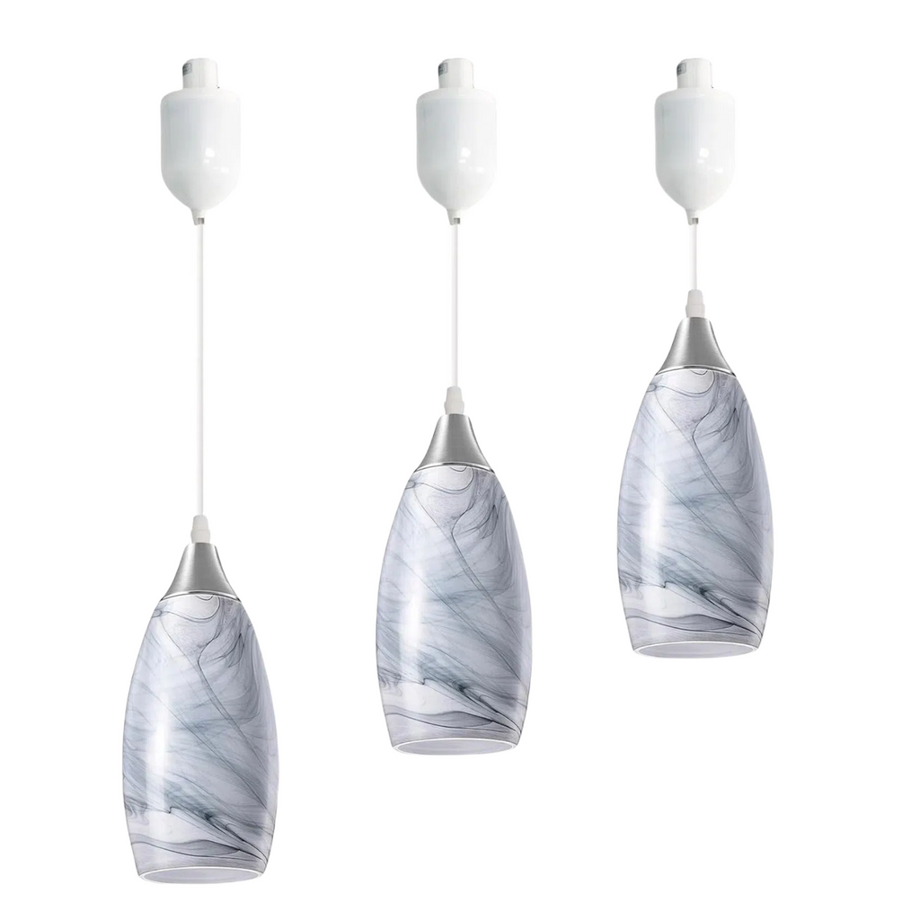 Kiven H-Type Track Lighting Pendants Adjustable Height,Modern h Track Pendant Lights with Grey Marble Glass Lampsade,Decorative Track Lighting Fixture for Kitchen Island Hallway, 3-Light