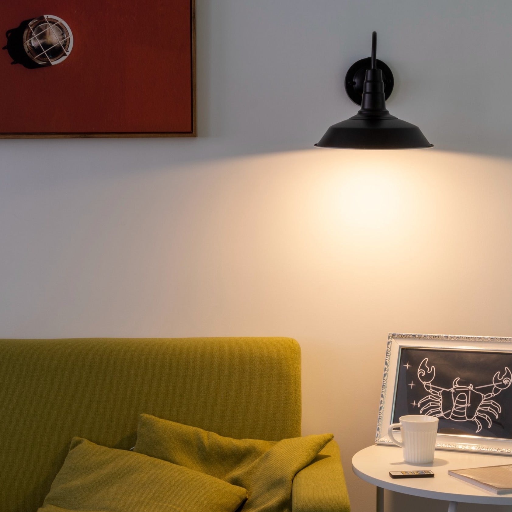 Battery Operated Wireless Wall Sconce LED Dimmable Remote White Shade