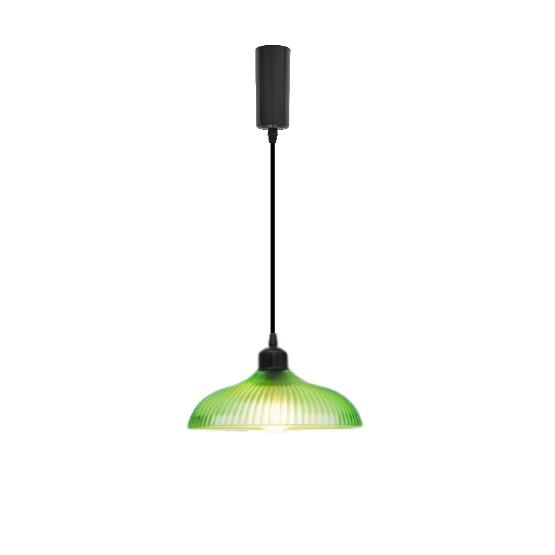Kiven Retro H Track Pendant Light, Nordic Vintage American Farmhouse Industrial Green Glass Shade, for Cafe Bar Restaurant Hallway Lighting