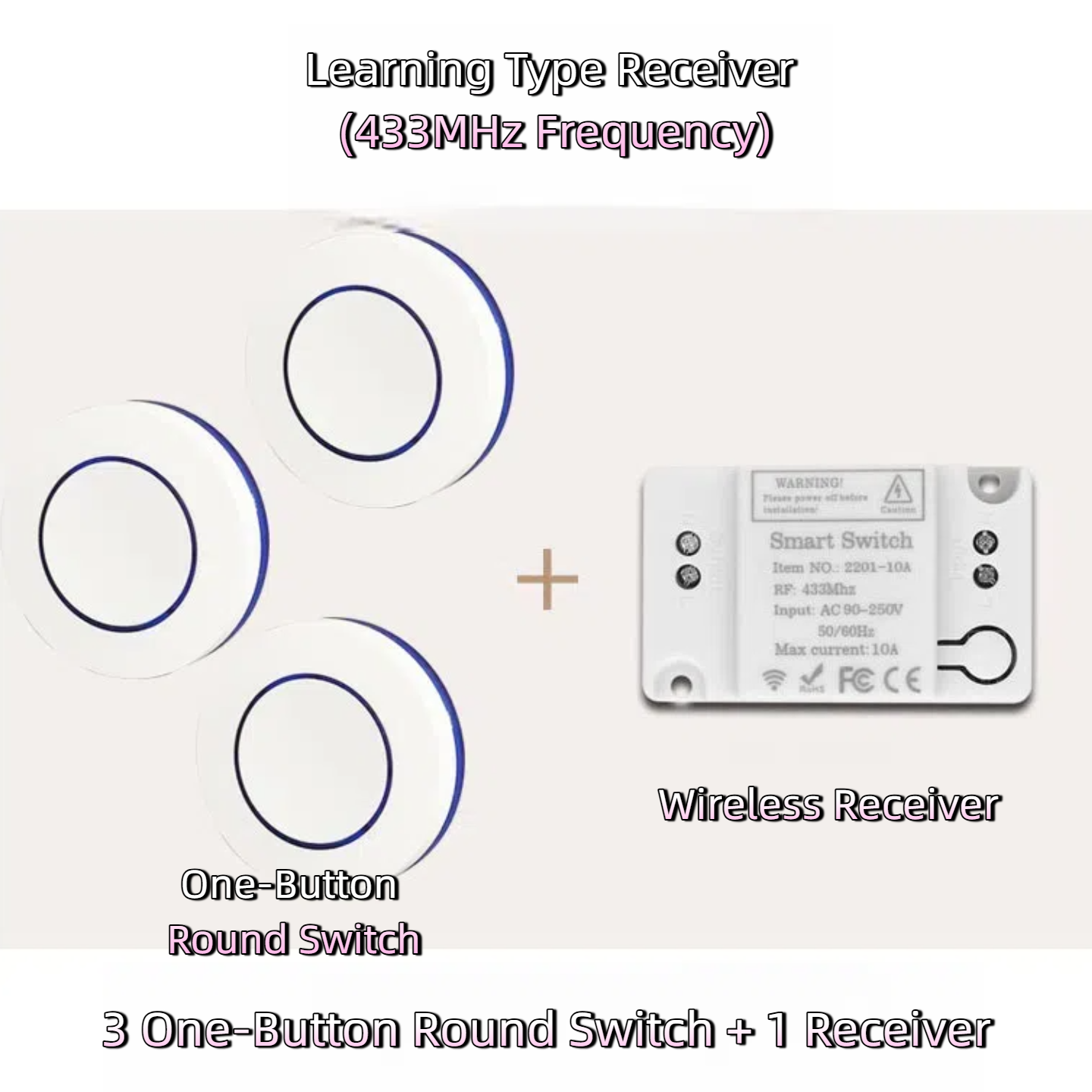 Wireless Smart Switch Kit for DIY Home Lighting Control (for Indoor Use)