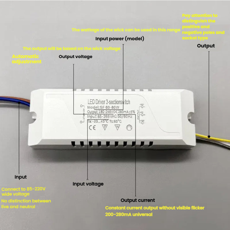 Kiven LED Driver 85-265V AC Constant Current Isolated Power Supply, for Dimmable LED Ceiling Lights, Downlights, Single Color & CCT Tunable White Dimmable LED Lights
