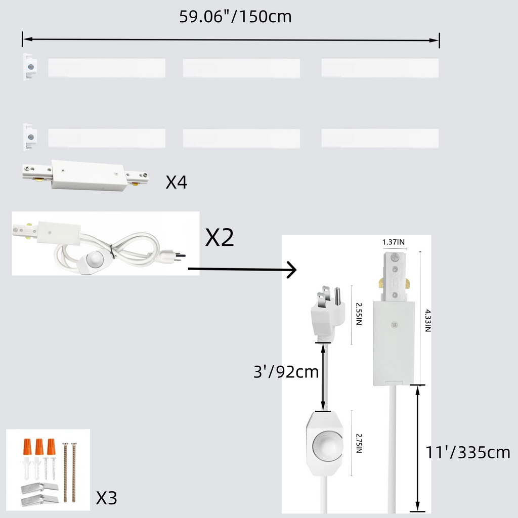 Halo Track Lighting Rails Live End Cord Kit with Button Switch