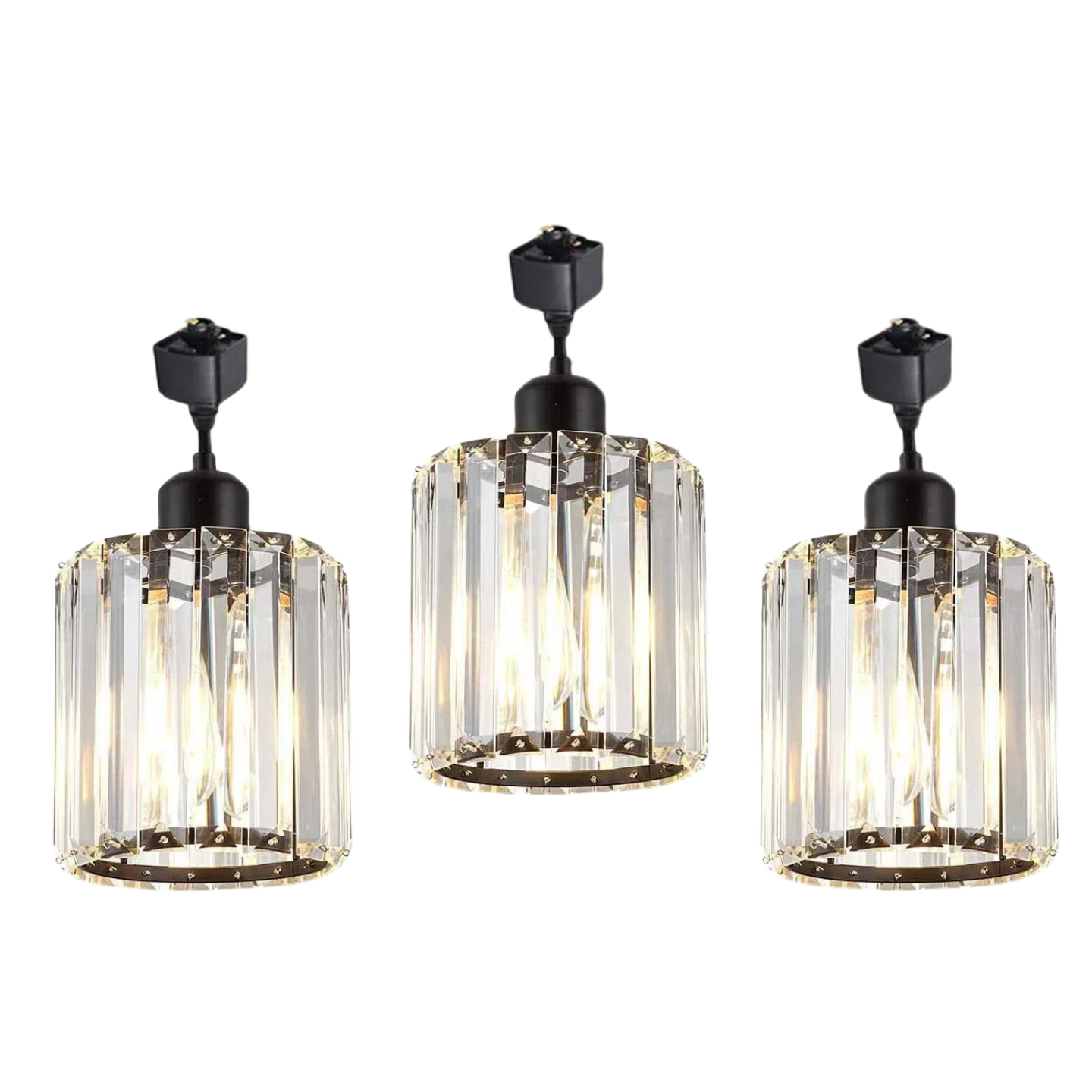 Kiven 3-Lights H Track Lighting Pendant, Oil Rubbed Bronze Finish with Crystal Prism Glass for Kitchen Island Counter Bar Dining Room Bedroom(Bulb & Track Rail Not Included)