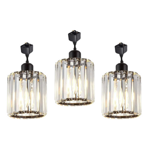 Kiven 3-Lights H Track Lighting Pendant, Oil Rubbed Bronze Finish with Crystal Prism Glass for Kitchen Island Counter Bar Dining Room Bedroom(Bulb & Track Rail Not Included)