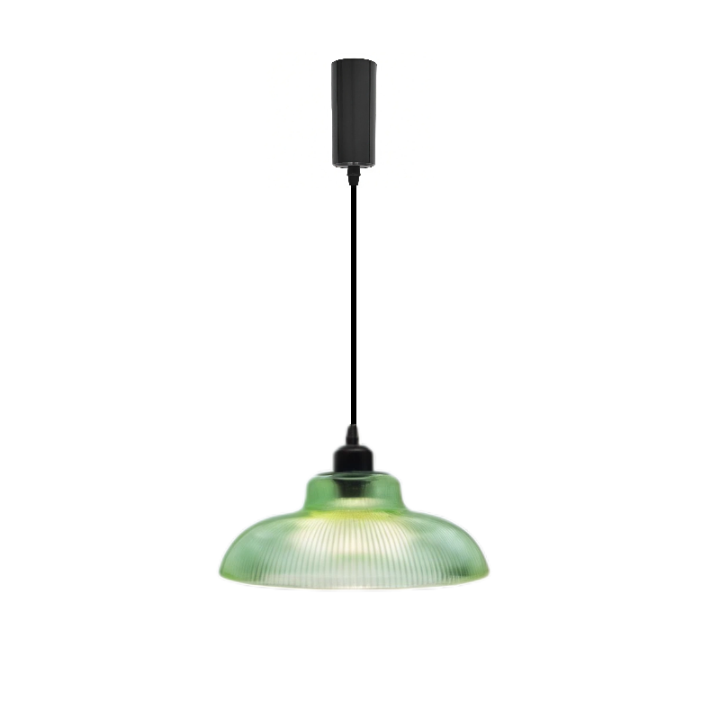 Kiven Retro H Track Pendant Light, Nordic Vintage American Farmhouse Industrial Green Glass Shade, for Cafe Bar Restaurant Hallway Lighting