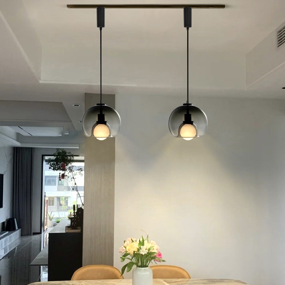 Kiven Track Pendant Lighting Amber H Type Adjustable Height for Kitchen, Dining Room Scandinavian Style Modern Glass (Bulb & Track Rail NOT included)