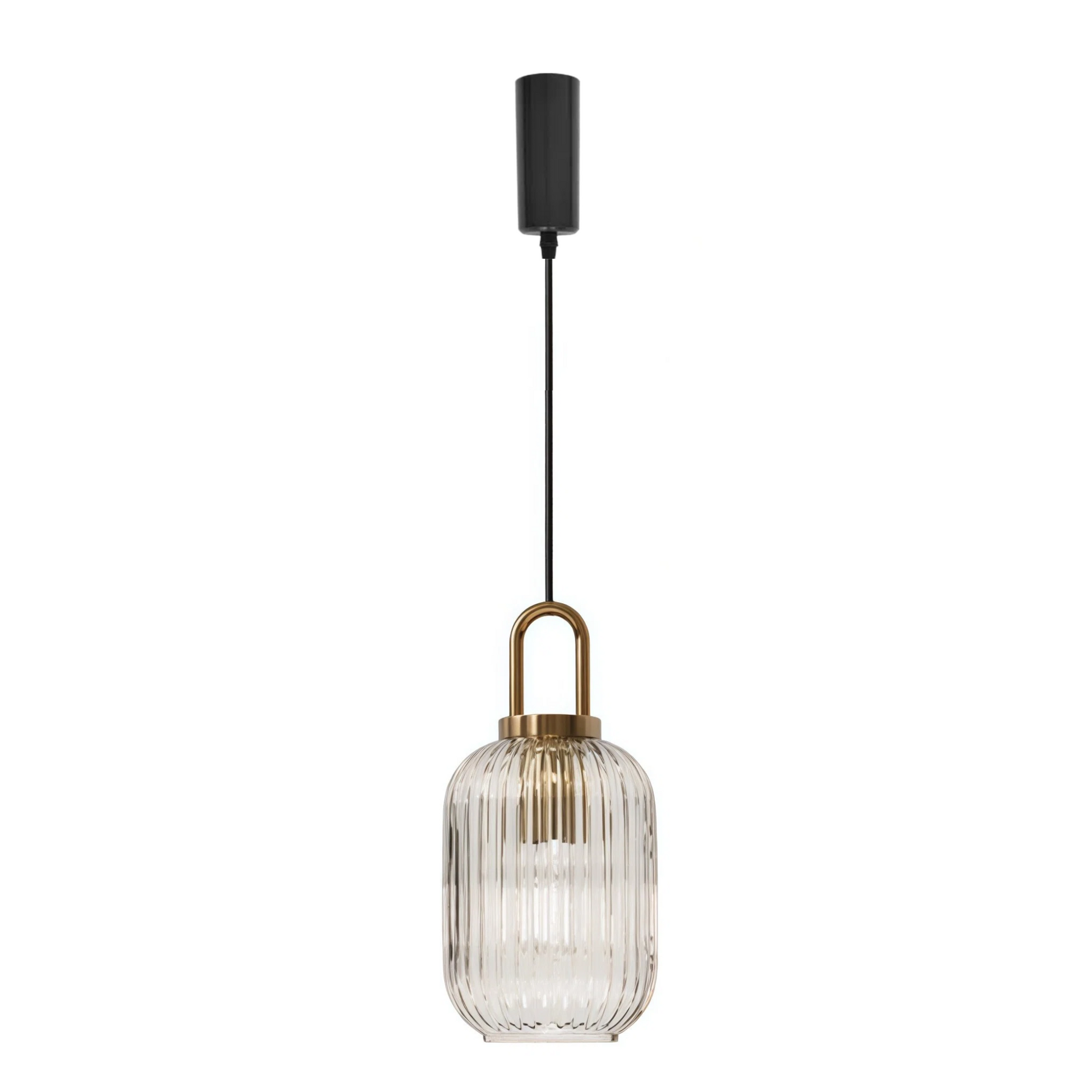 Kiven Vintage Industrial H Type Pendant Light with Clear Ribbed Glass Shade and U-Shape Handle, for Kitchen Island & Bar