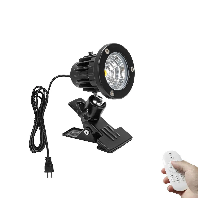 Kiven Waterproof Remote - Dimming LED Clip Spotlight - 9.8ft Cord, Adjustable Direction - For Signboard, Fence, Indoors & Outdoors