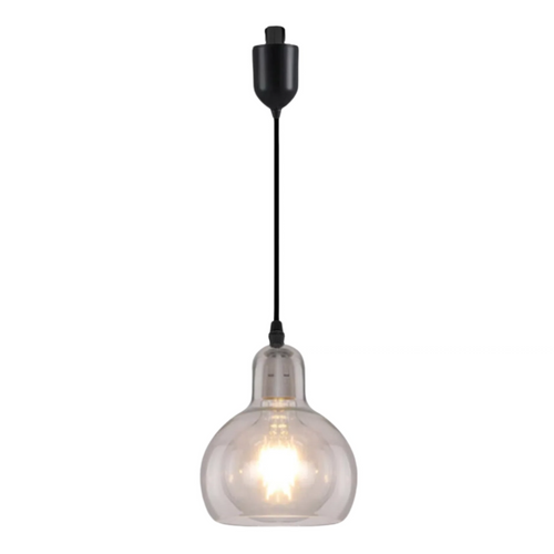 Kiven J-Type pendant light, clear glass lampshade, modern design, adjustable length, ideal for kitchen, bedroom or shop.