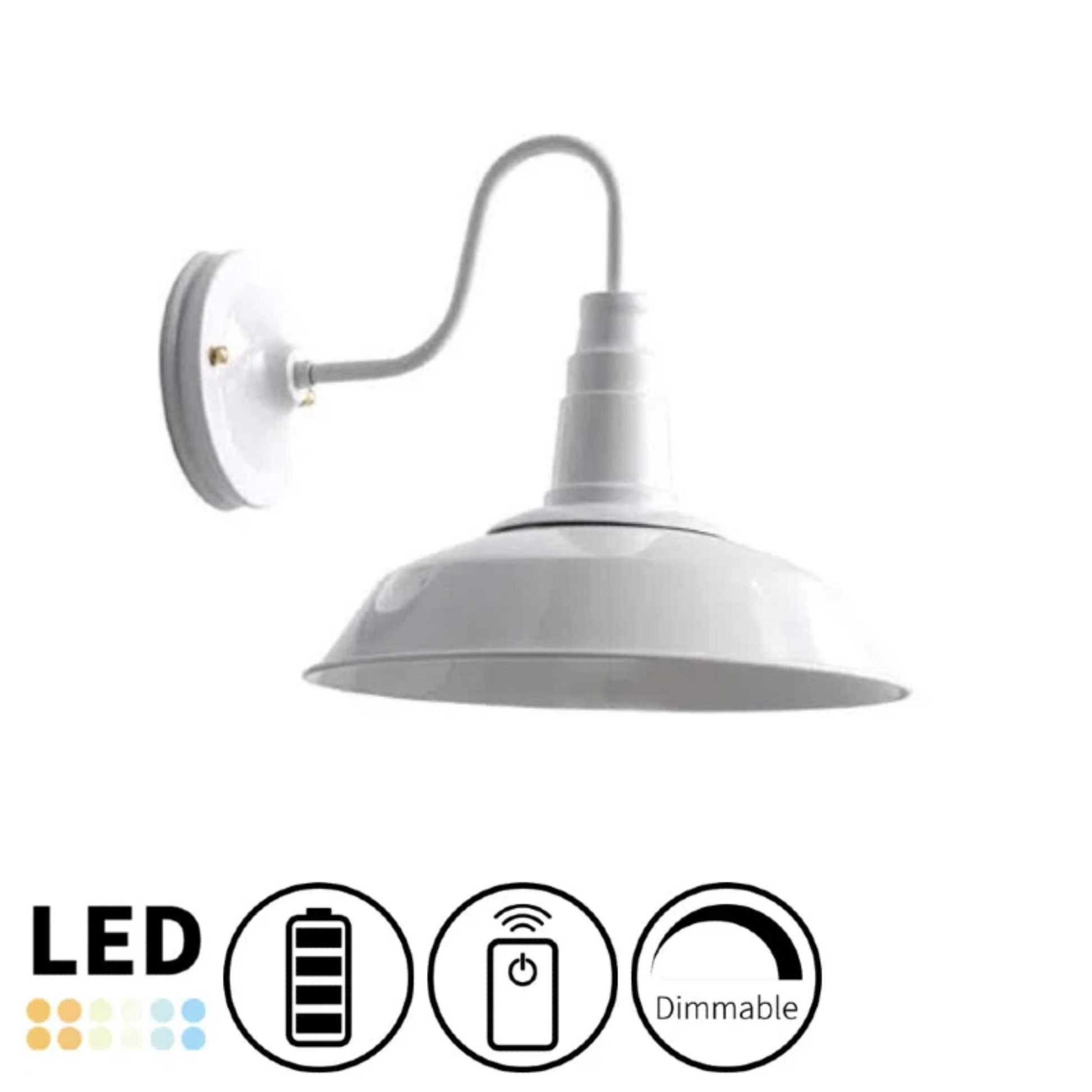 Battery Operated Wireless Wall Sconce LED Dimmable Remote White Shade