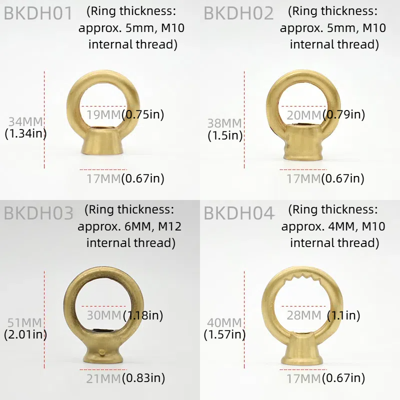 2-Pack Solid Brass Closed - Loop Ceiling Hook Rings: Heavy - Duty Load - Bearing Links for Bedroom Lighting Fixtures, Chandelier Chain Shortening & Socket Connection