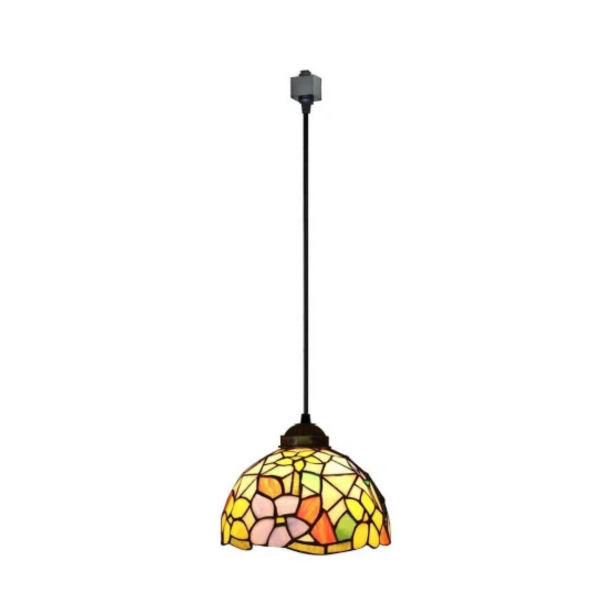 Kiven H-Type Track Lighting Pendants, Tiffany Style h Track Pendant Lights, 1-Light Decorative Track Lighting Fixture for Kitchen Island Hallway,Brown