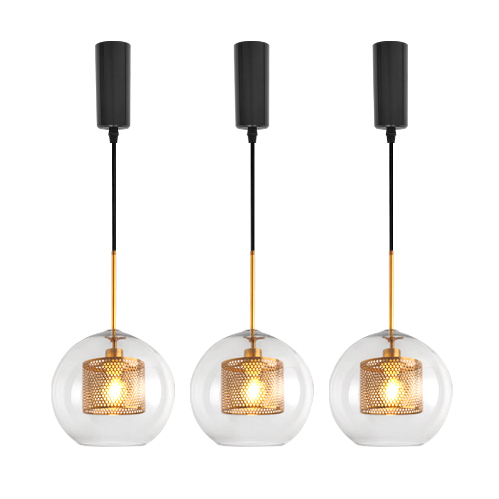 Adjustable Height H Track Lighting Heads Glass Globe lampshade Track Pendant Lighting H Type for Kitchen, Dining Room 1-Light (Bulb & Track Rail NOT included)