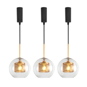 Adjustable Height H Track Lighting Heads Glass Globe lampshade Track Pendant Lighting H Type for Kitchen, Dining Room 1-Light (Bulb & Track Rail NOT included)