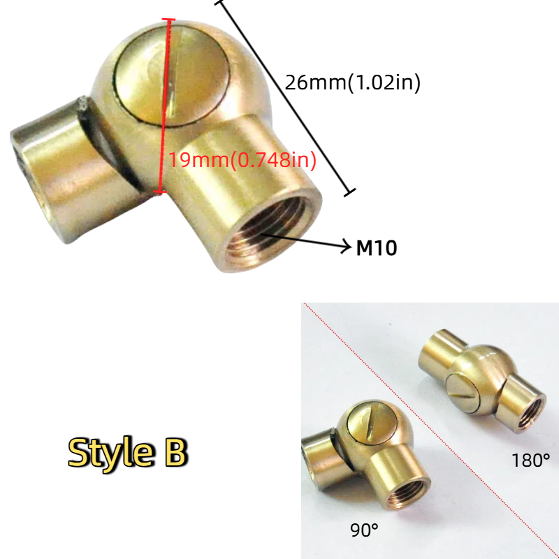 4-Pack Pure Copper M10 Female Thread Swivel Adapter: Brass Universal Joint for Table Lamp, Wall Lamp Head & Shade Adjustment