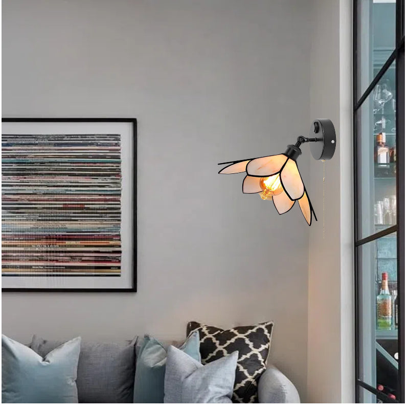 Kiven 12V LED Interior Lights with USB Port,RV Reading Lamp with Pull Chain Switch,4W Tiffany-Style Wall Sconce Adjustable Warm White for RV Caravans Boats, Hard-Wired Surface Mount