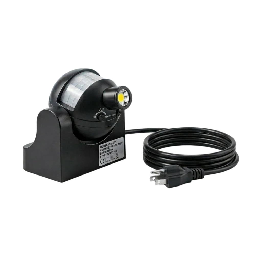 Outdoor Motion Sensor Spotlight, IP44 Waterproof, US 3-Prong Plug, Security Light for Garden & Yard