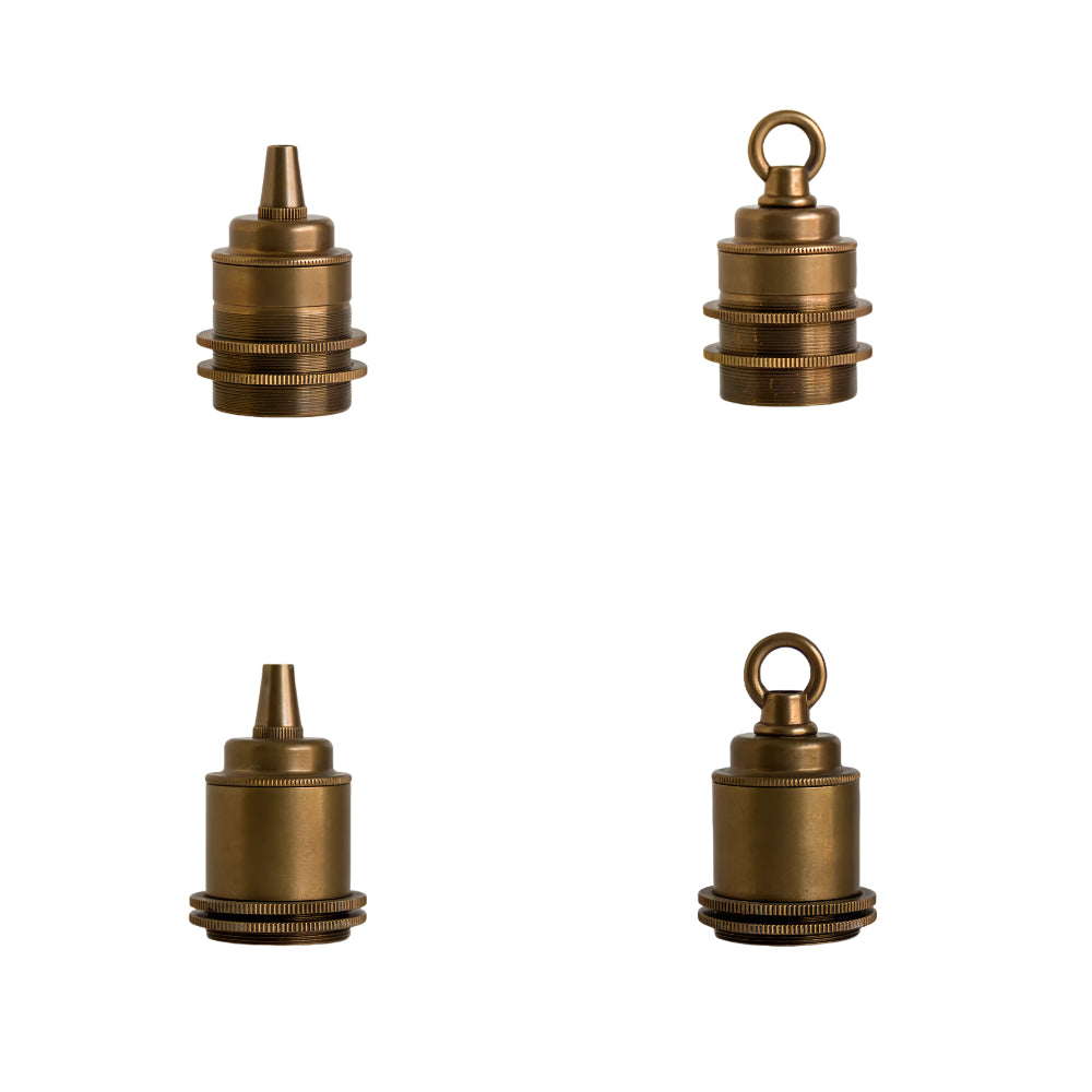 2 Pack E26 lamp holder socket adapter Brass Retro Vintage DIY Lighting Decorative Standard screw-in socket Insert Light Bulb