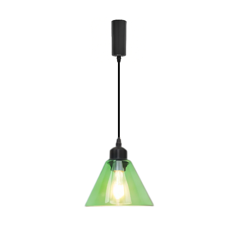 Kiven Retro H Track Pendant Light, Nordic Vintage American Farmhouse Industrial Green Glass Shade, for Cafe Bar Restaurant Hallway Lighting