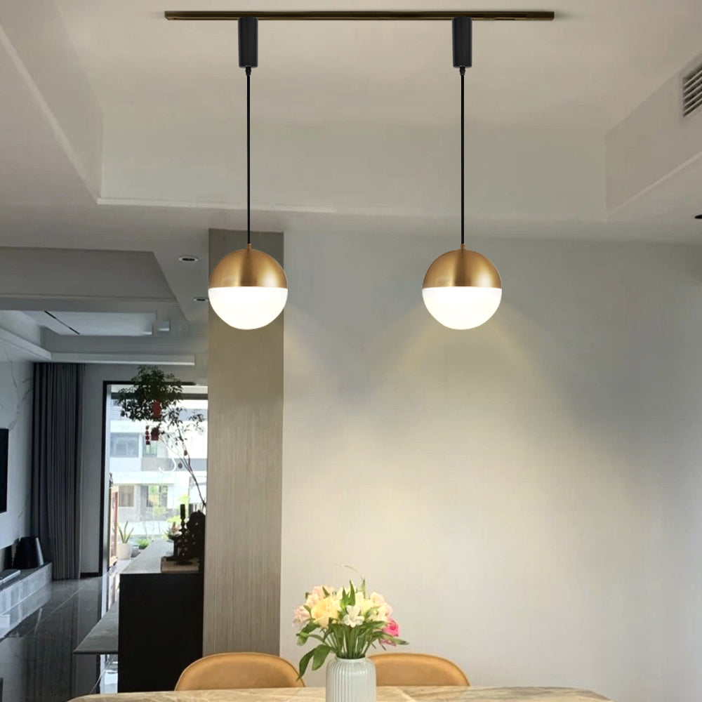 H Track Lighting Heads Adjustable Height Glass Globe lampshade Art Modern H Type Track Lighting Pendant for Kitchen, Gallery 1-Light (Bulb & Track Rail NOT included)