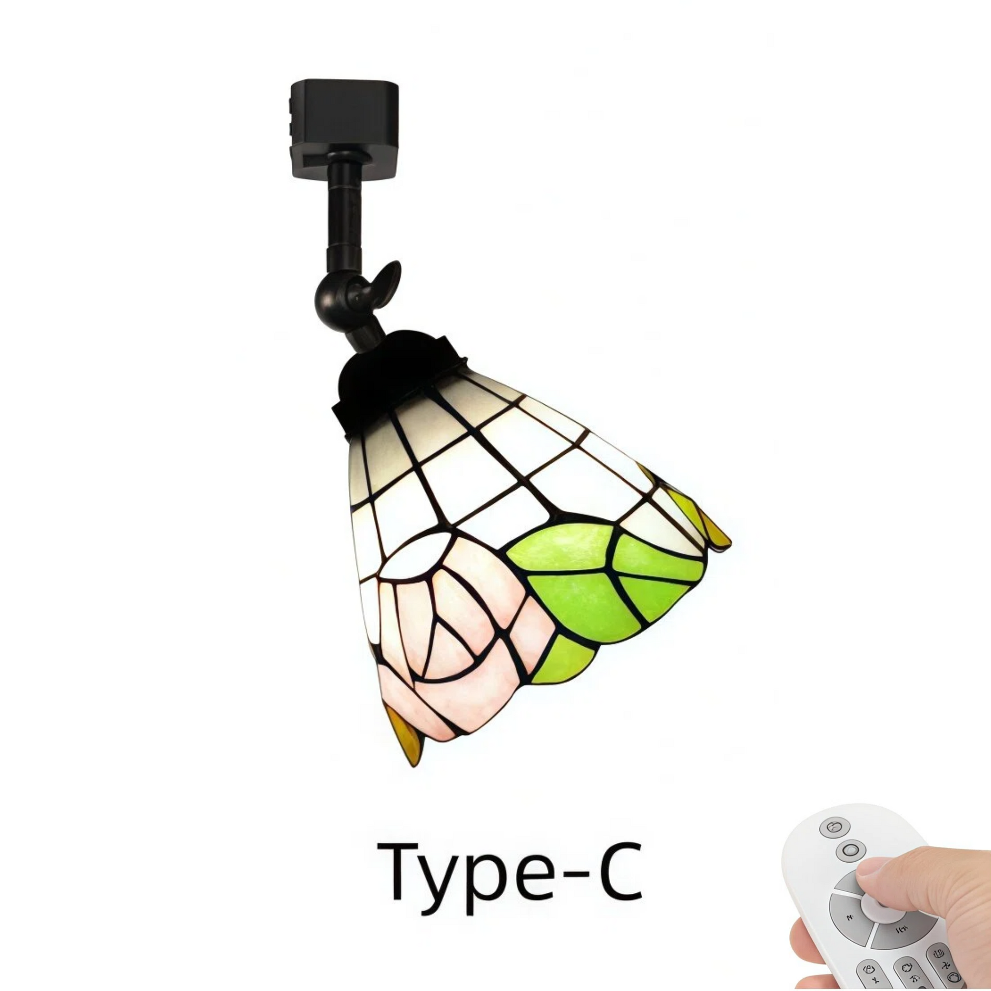 Kiven Dimmable H-Type Track Head Lighting Adjustable Angle Tiffany Ceiling Light Colorful Dragonfly Glass Shade Handmade Track Light Fixture for Gallery Mirror Front(No Track)