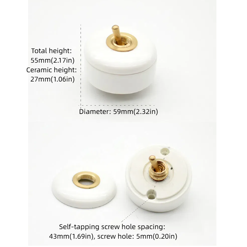 Retro Ceramic Toggle Switch: Creative Solid Brass Rod Lighting Controller for Vintage-Style B&Bs, Cafés & Dining Areas