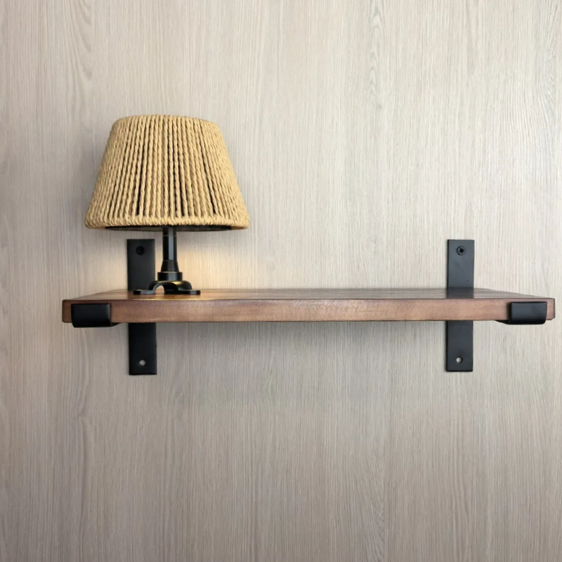 Kiven battery-powered wall lamp with shelf, cordless wall lamp, remote control, tricolor mode, farmhouse wall lamp with rechargeable dimming lamp, suitable for bedroom, living room and office