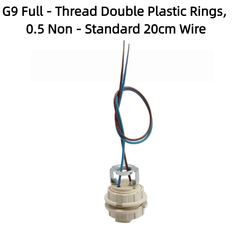 Kiven G9 Full-Thread Smooth Ceramic Lamp Holder with Wire for Chandeliers & Crystal Lights, Aging-Tested, LED Lighting Accessory