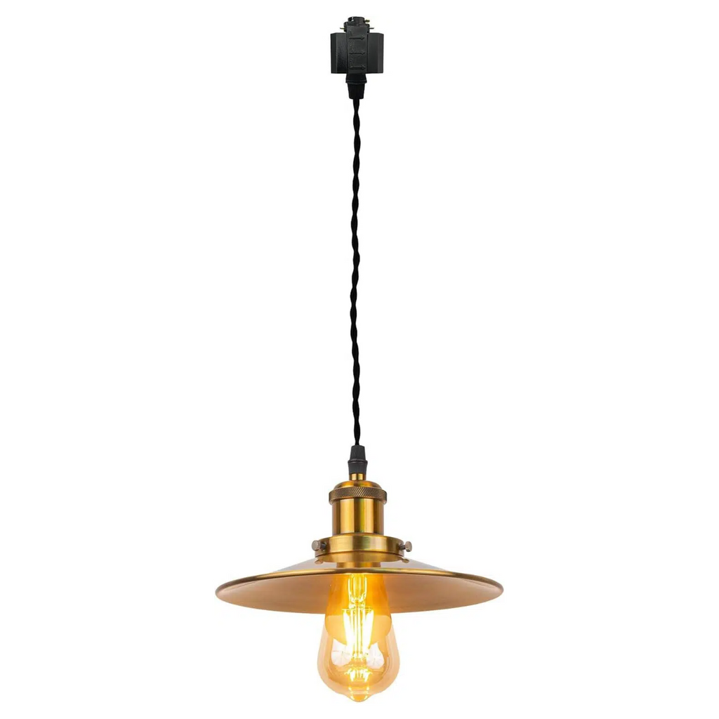Kiven H-Type Track Lighting, 1-Light Modern H Track Light Pedant with Metal Lampshadefor Kitchen Island Cafe Bedroom, Cord length 39.4",Gold Finish