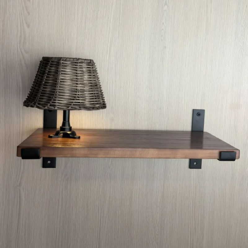 Kiven battery-powered wall lamp with shelf, cordless wall lamp, remote control, tricolor mode, farmhouse wall lamp with rechargeable dimming lamp, suitable for bedroom, living room and office