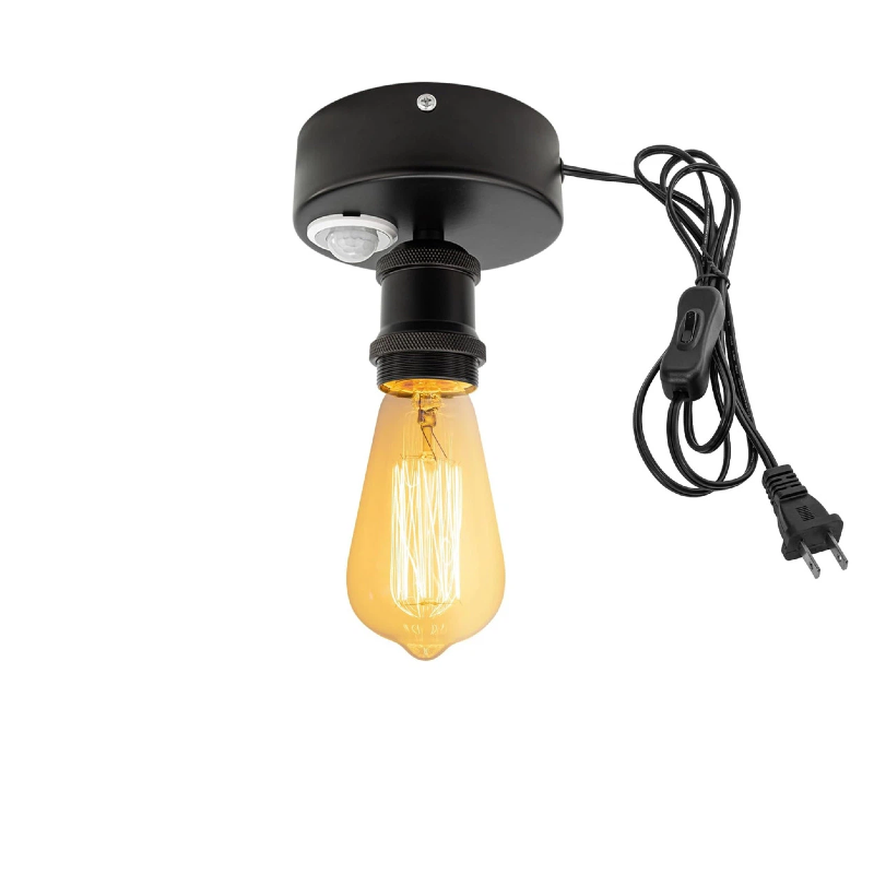 Motion Activated Ceiling Light Plug-in Industrial Lights Adjusted Delay Time for Bathroom Hallway