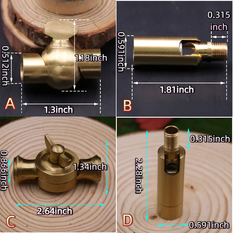 4-Pack Solid Copper Swivel Connectors for Adjustable Table, Wall & Floor Lamp DIY Assembly (Indoor/Outdoor Use)