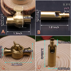 Solid copper swivel connectors. Detailed dimensions for each connector design. M10 threads for DIY lamp assembly.