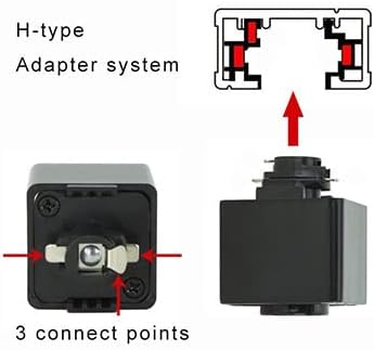Kiven H-Type track lighting adapter system, aluminum construction, showcasing the 3-point connection for easy setup.