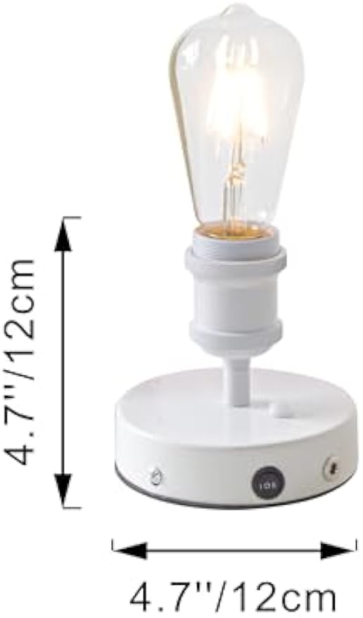 Kiven Operated Motion Sensor Table Lamp, Auto ON/Off Battery Operated Nightstand Lamp, Rechargeable 2700K/Warm White LED Bedside Lamp for Restaurant Bedroom Bars Kitchen Shelf Home Decor White