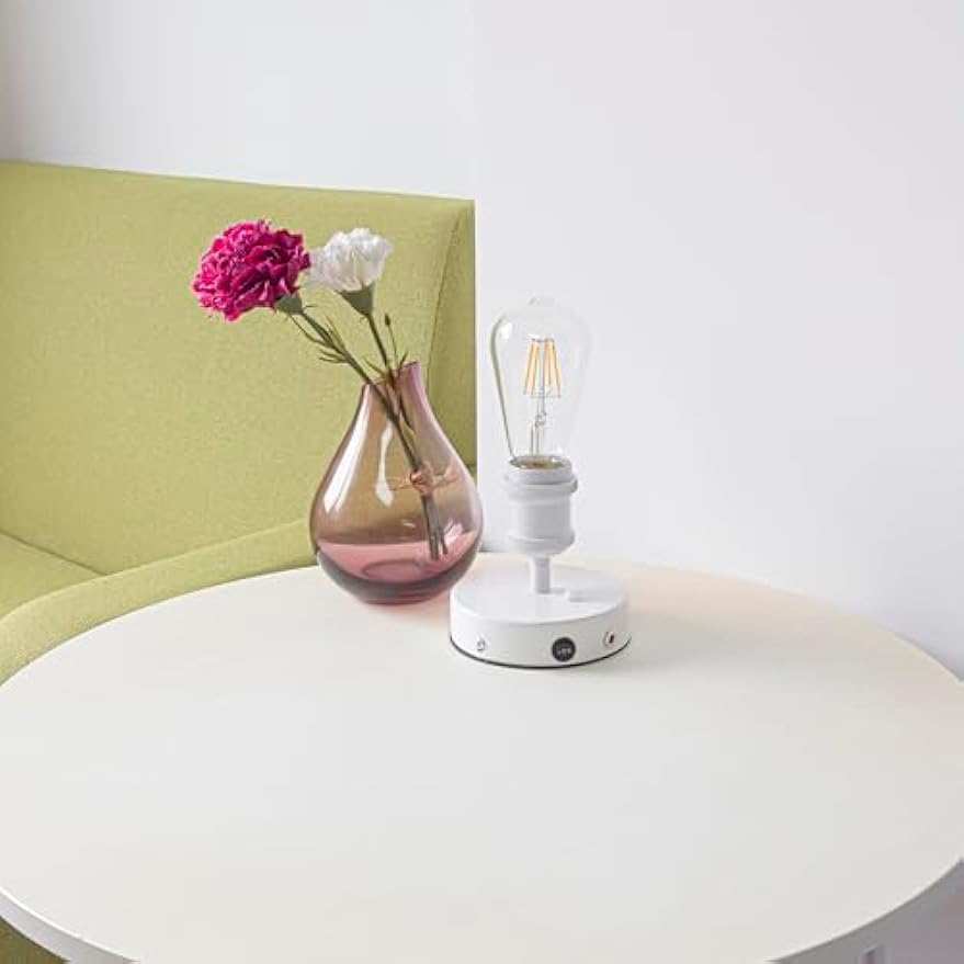 Kiven Operated Motion Sensor Table Lamp, Auto ON/Off Battery Operated Nightstand Lamp, Rechargeable 2700K/Warm White LED Bedside Lamp for Restaurant Bedroom Bars Kitchen Shelf Home Decor White