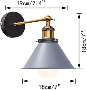 Kiven 2 Pack Simple Match E26 Base Rechargeable LED Bulb Remote Control Wall Lamp Grey Shade Metal Modern Design Sconce for Kitchen Bar Home Bulb Included