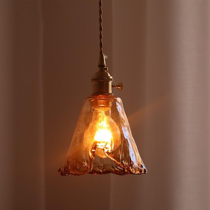 5.5" Amber Glass Cone Bell Lamp Shade Replacement, Brown Delicate Texture Glass Cover, DIY Torchiere Shade Decorative for Pendant Light Table Lamp Swag Ceiling Lamp Wall Sconce