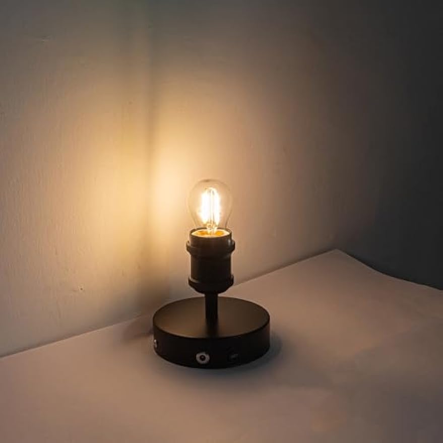 Kiven Operated Motion Sensor Table Lamp, Auto ON/Off Battery Operated Nightstand Lamp, Rechargeable 2700K/Warm White LED Bedside Lamp for Restaurant Bedroom Bars Kitchen Shelf Home Decor Black