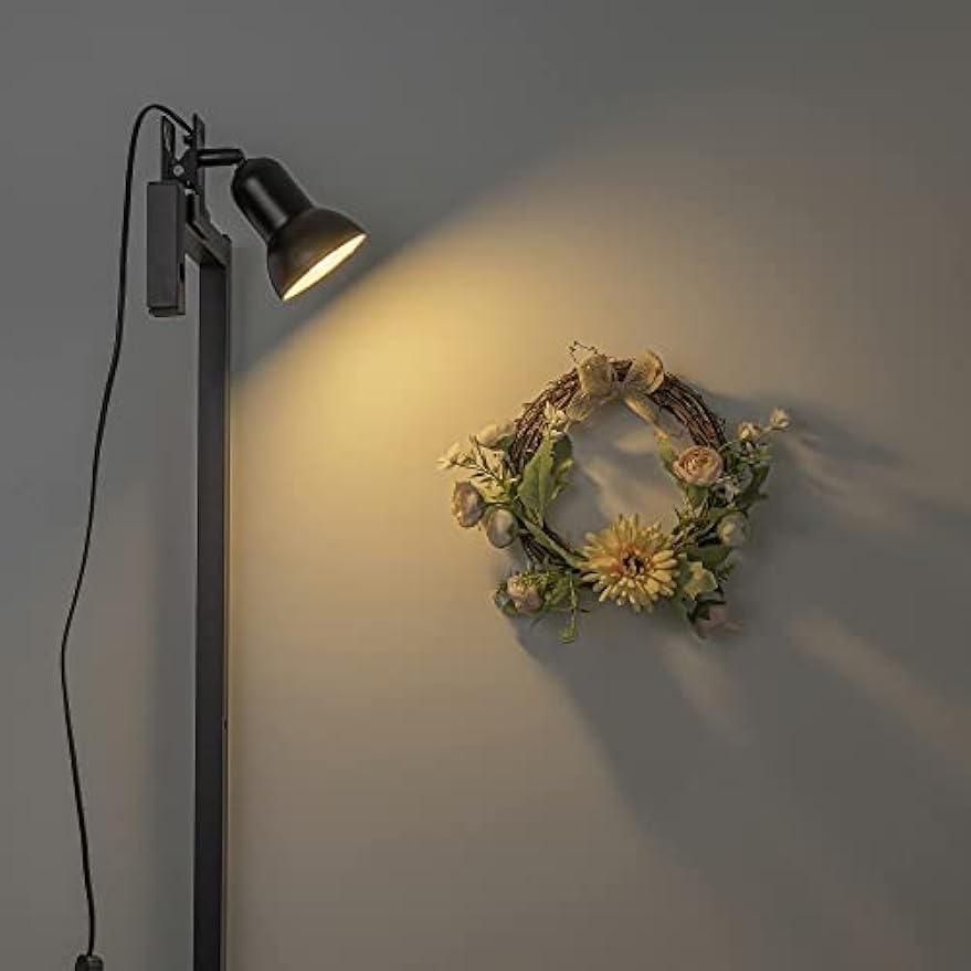 Kiven Clip on Lamp with Clamp Base and Adjustable Light Arm, Dimmable Desk Lamp with Timing Setting for Paintings, Bedside, Reading, E26 Socket(Bulb Not Included),Black Finsh